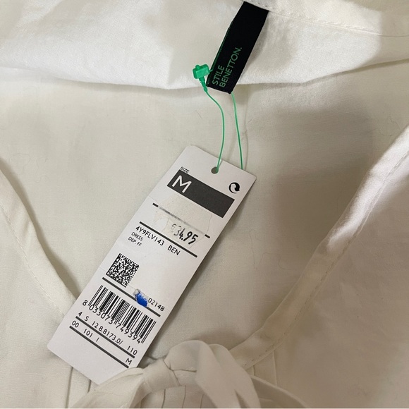 NWT UNITED COLORS OF BENETTON Cotton Poplin Cap Sleeve Mini Dress, Medium - Picture 8 of 11